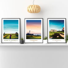 Load image into Gallery viewer, 3 Golf Prints - Royal St Georges, Turnberry, St Andrews.
