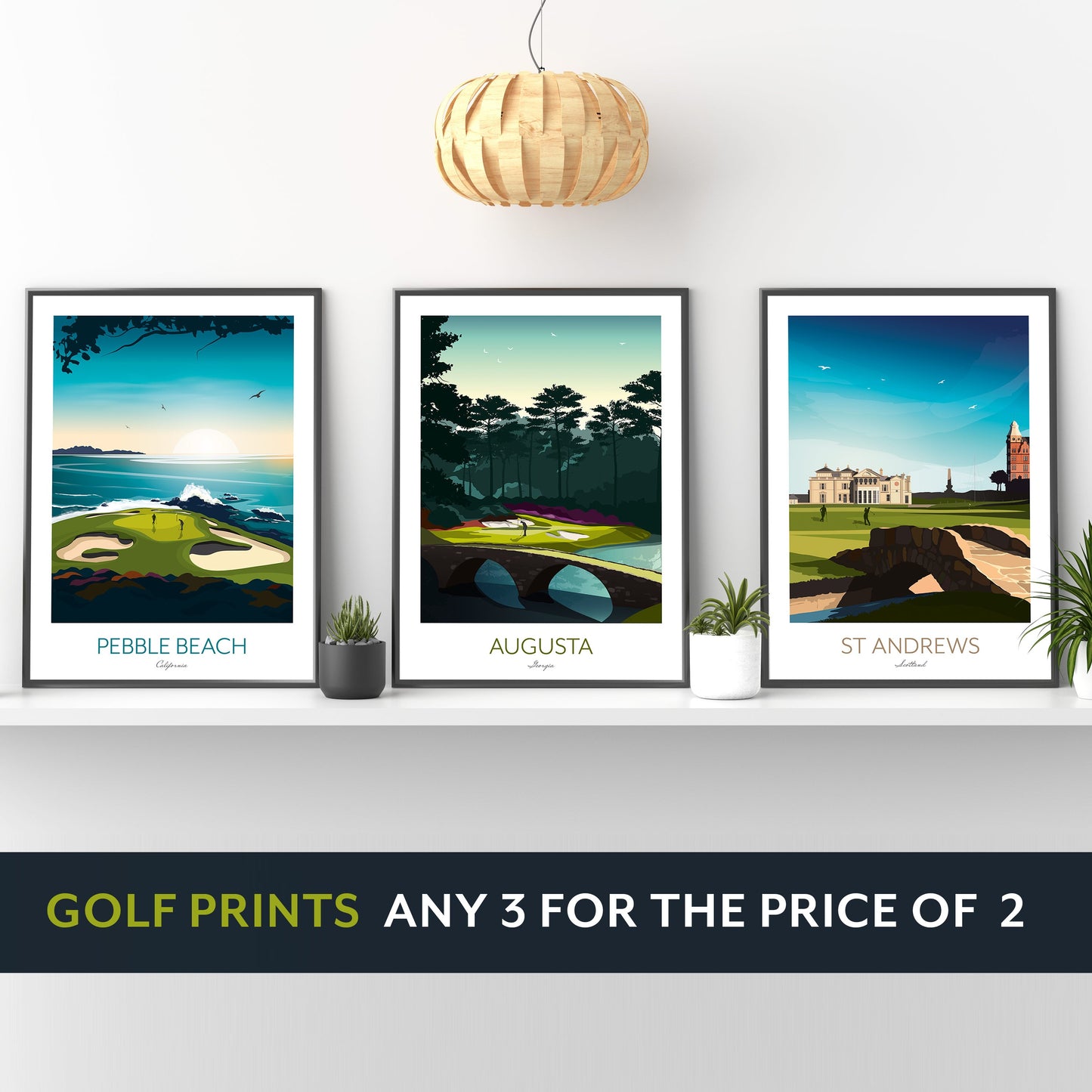 Golf Prints Home Decor Set of 3