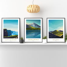 Load image into Gallery viewer, Ireland Set of 3 Prints Croagh Patrick, Cliffs of Moher, Mournes
