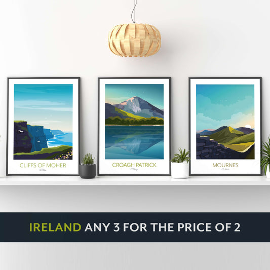 Ireland Prints - Any 3 for 2 - Dublin, Westport, Croagh Patrick, Giant's Causeway, Cliff of Moher, Mournes...