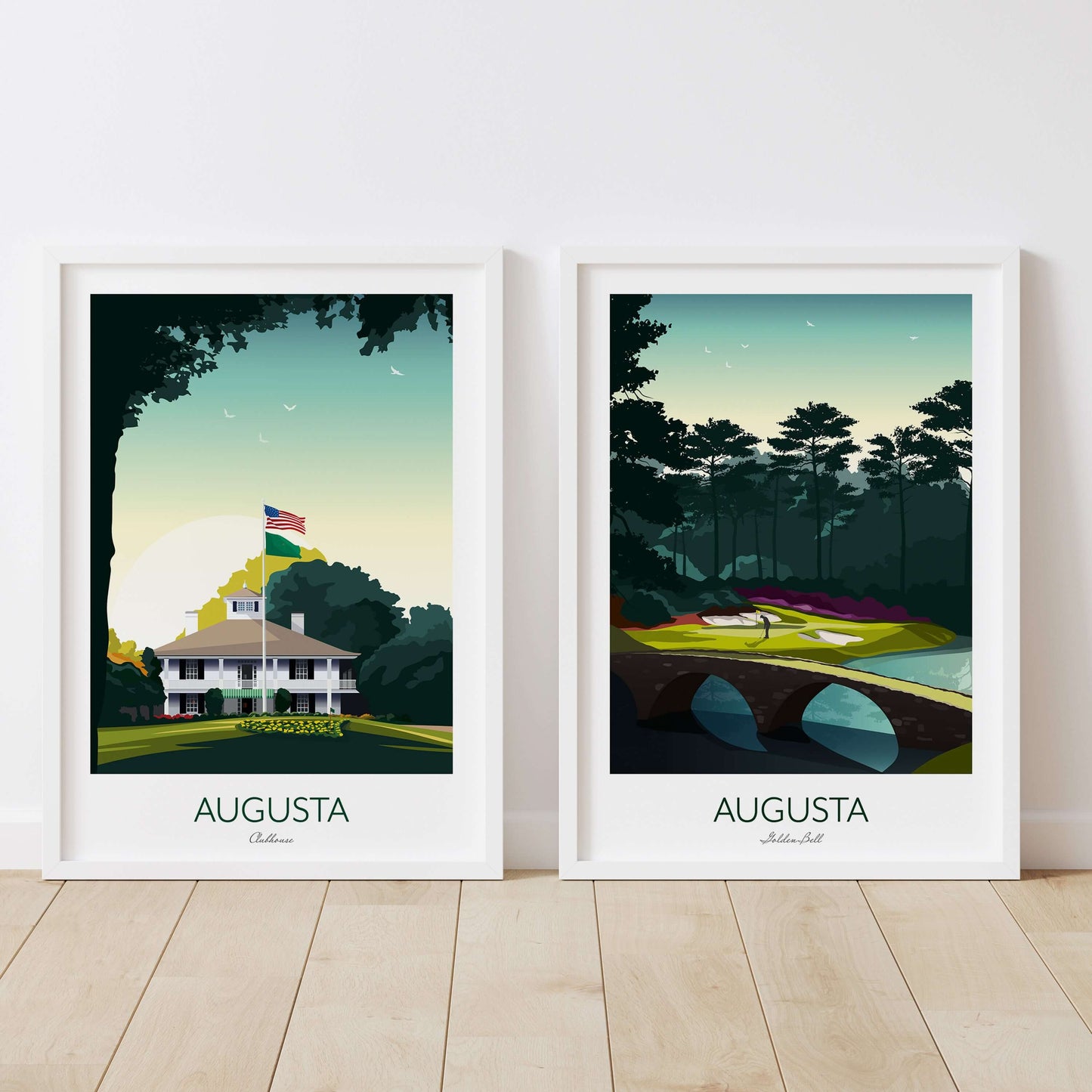 Golf Prints Augusta Masters Set of 2 - Golden Bell, Amen Corner, Clubhouse