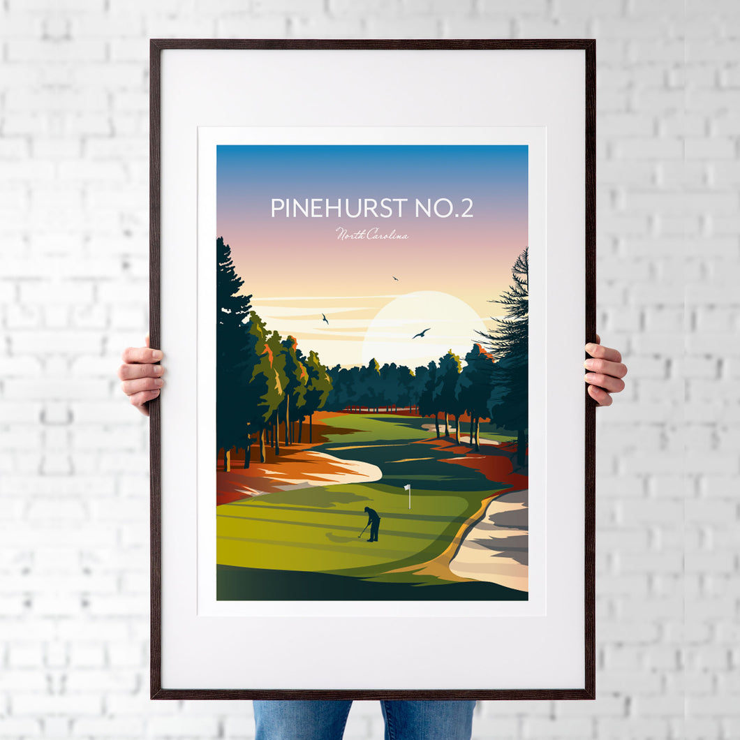 Art print of Pinehurst Number 2 golf course, North Carolina.