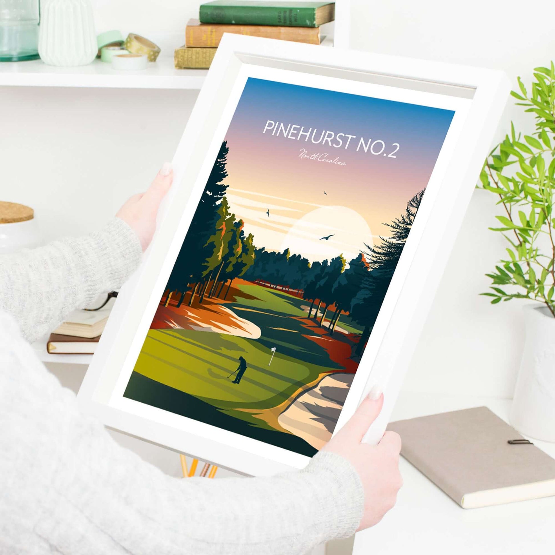 Art print of Pinehurst Number 2 golf course, North Carolina.