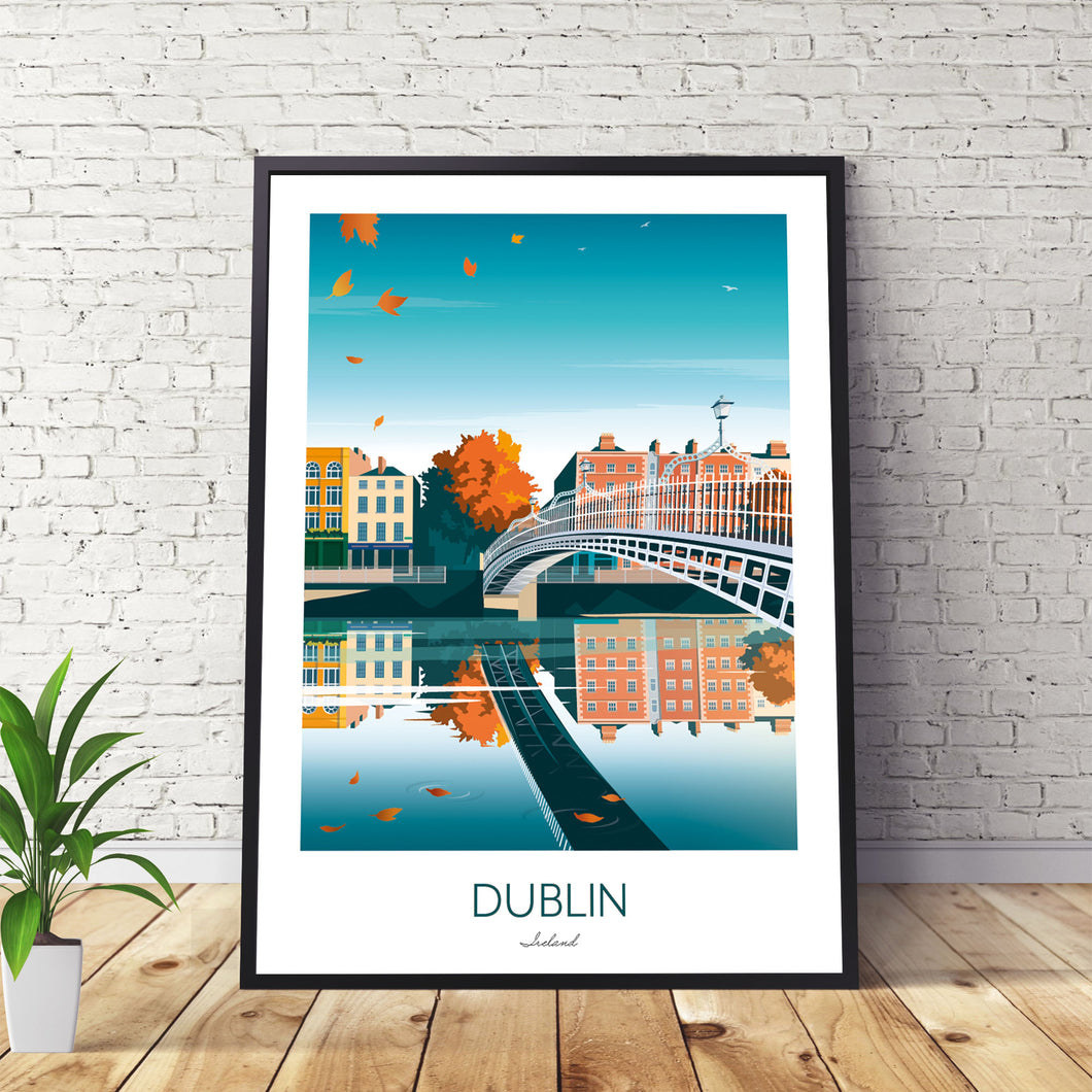 Dublin Art Print of Ha'penny Bridge.