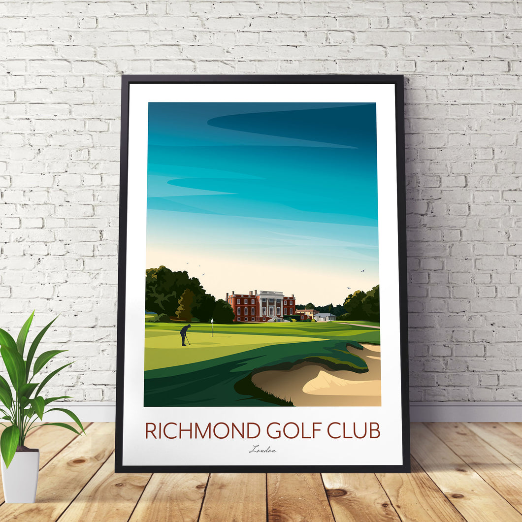 Golf Print of Richmond Golf Club London, England.