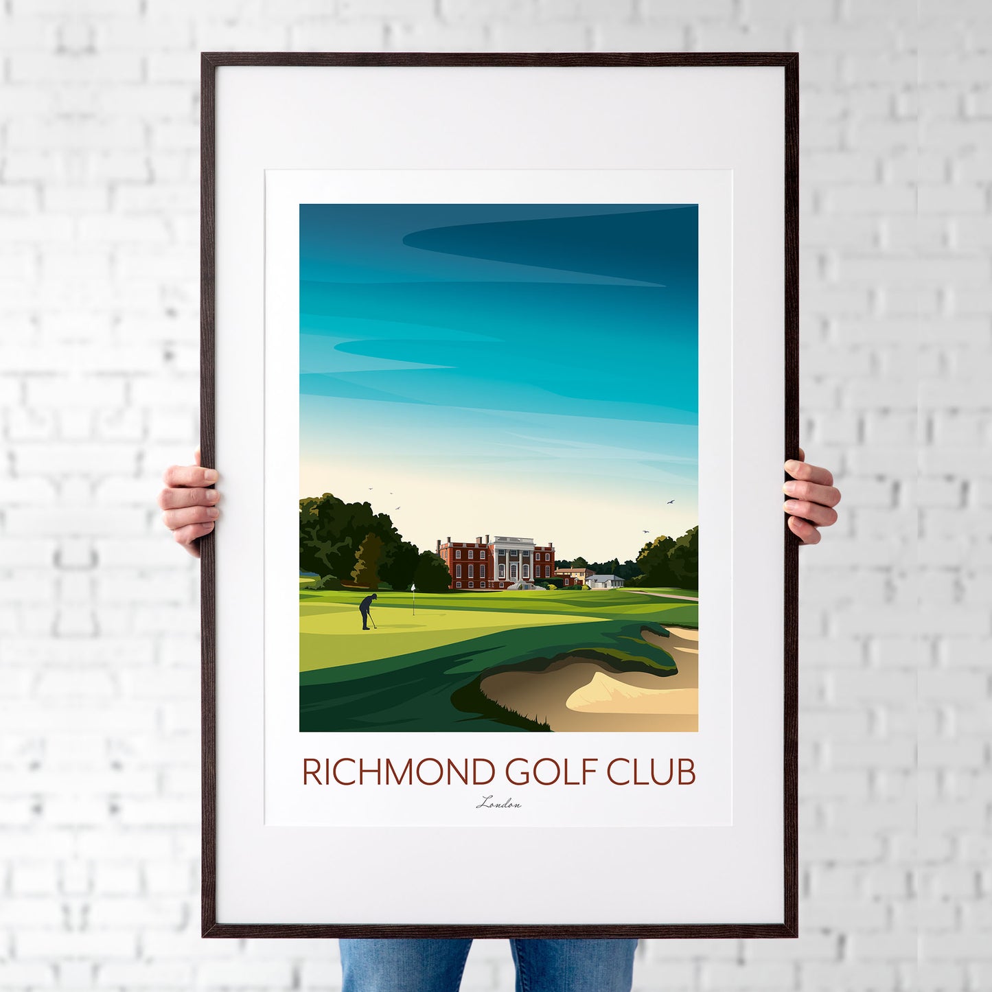 Golf Print of Richmond Golf Club London, England.