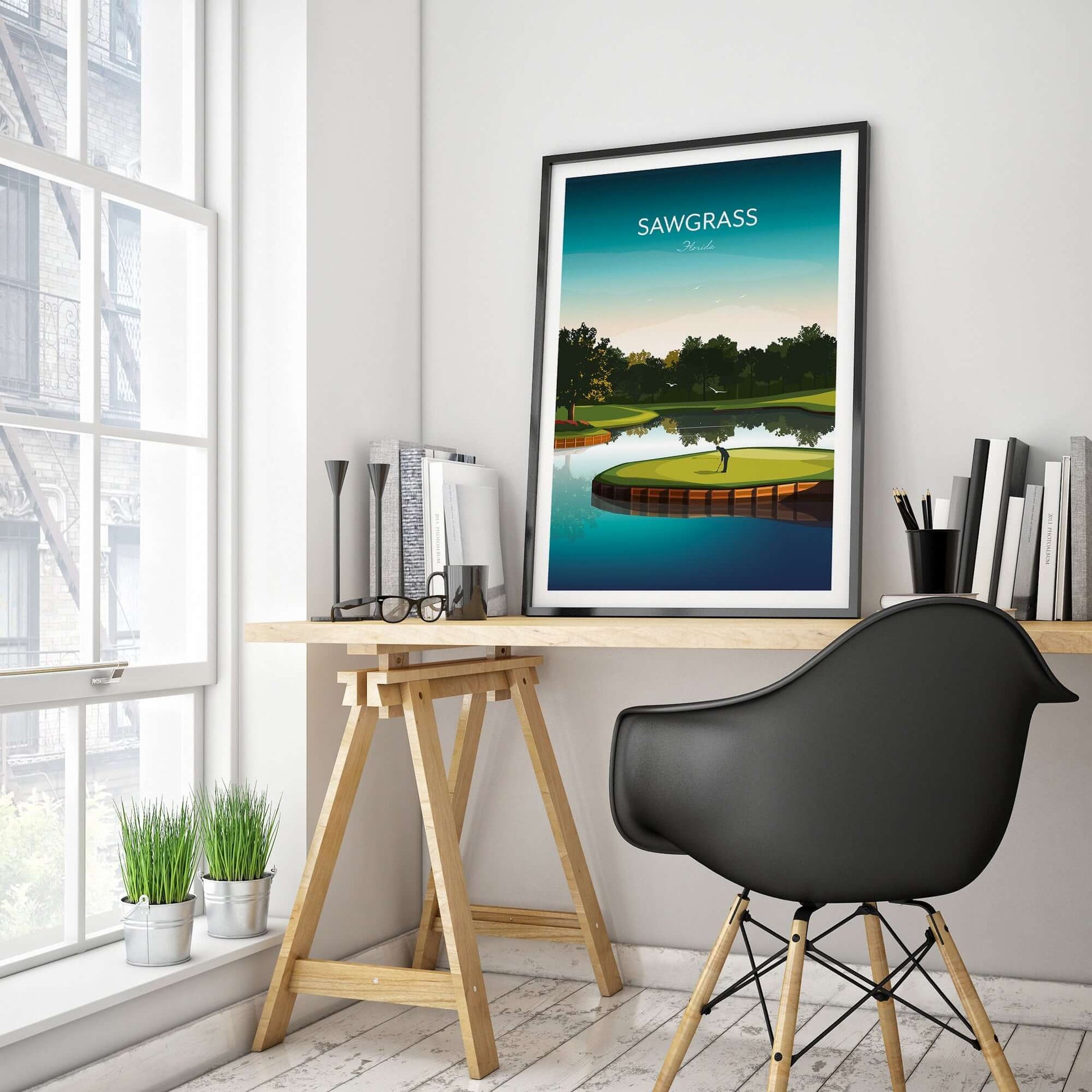 Golf Print Sawgrass Florida in Home Office