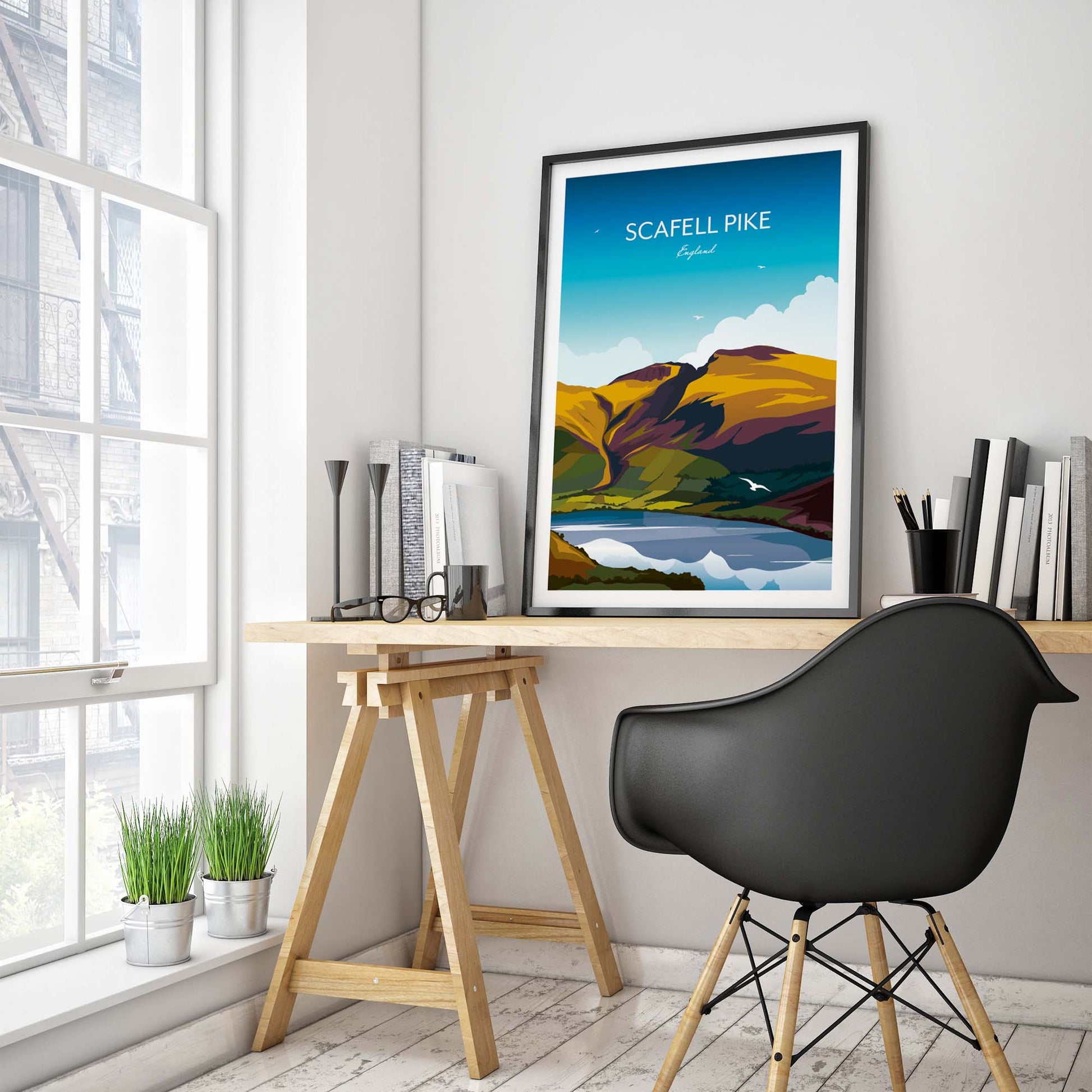 Scafell Pike Print, Lake District, Home Office Wall Art.