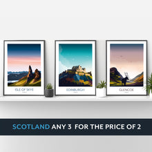 Load image into Gallery viewer, Scotland Prints - Any 3 for 2 - Edinburgh, Loch Lomond, Isle of Skye, Glencoe, Cairngorms
