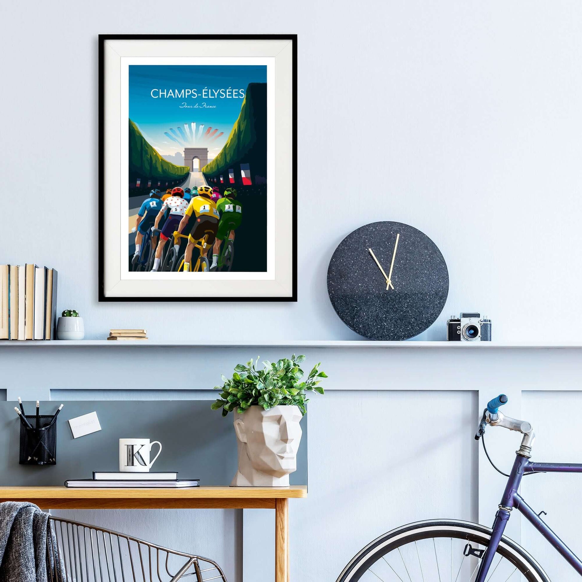 Tour de France cycling print of the Champs-Élysées, Paris. 