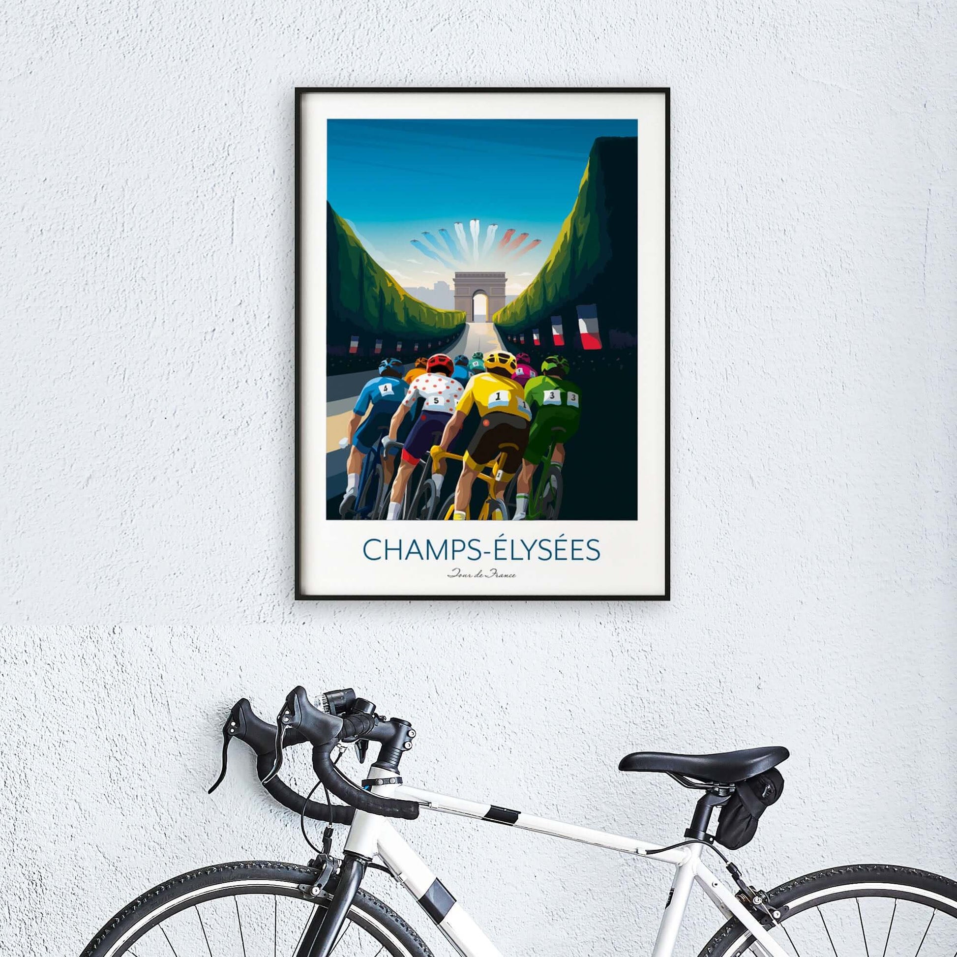 Tour De France Cycling Print,Champs-Élysées, Paris.