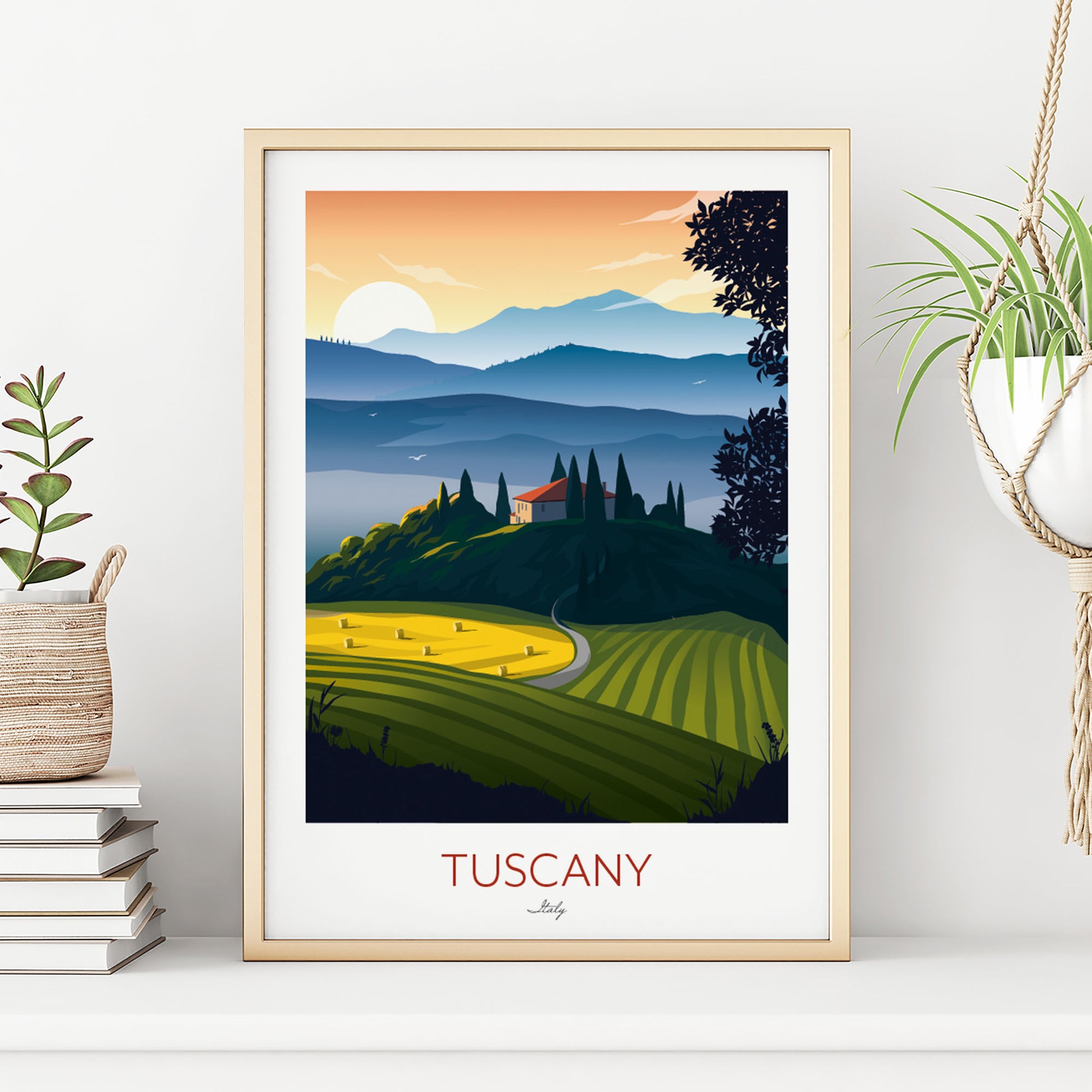Art print of Tuscany, Italy.