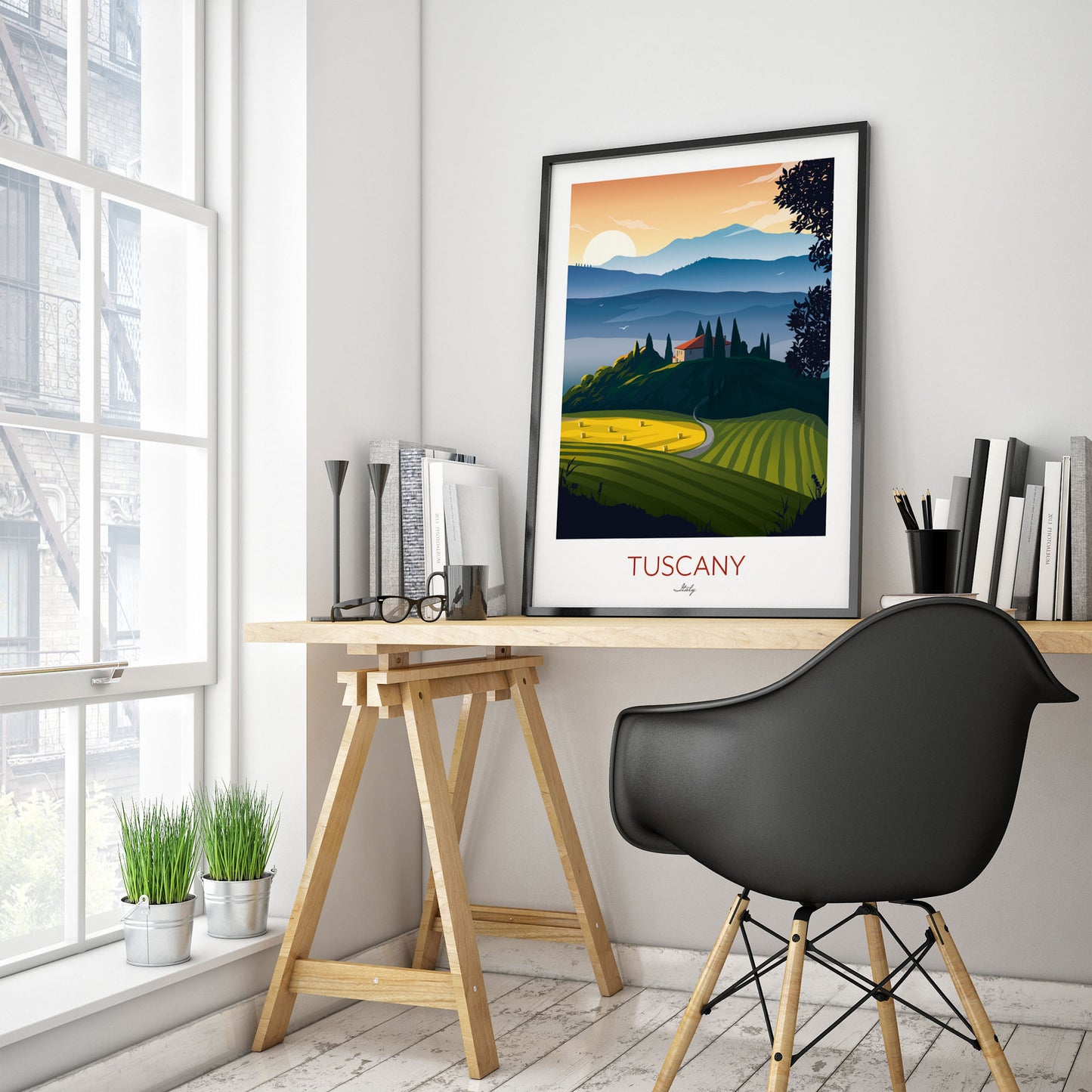 Art print of Tuscany, Italy.