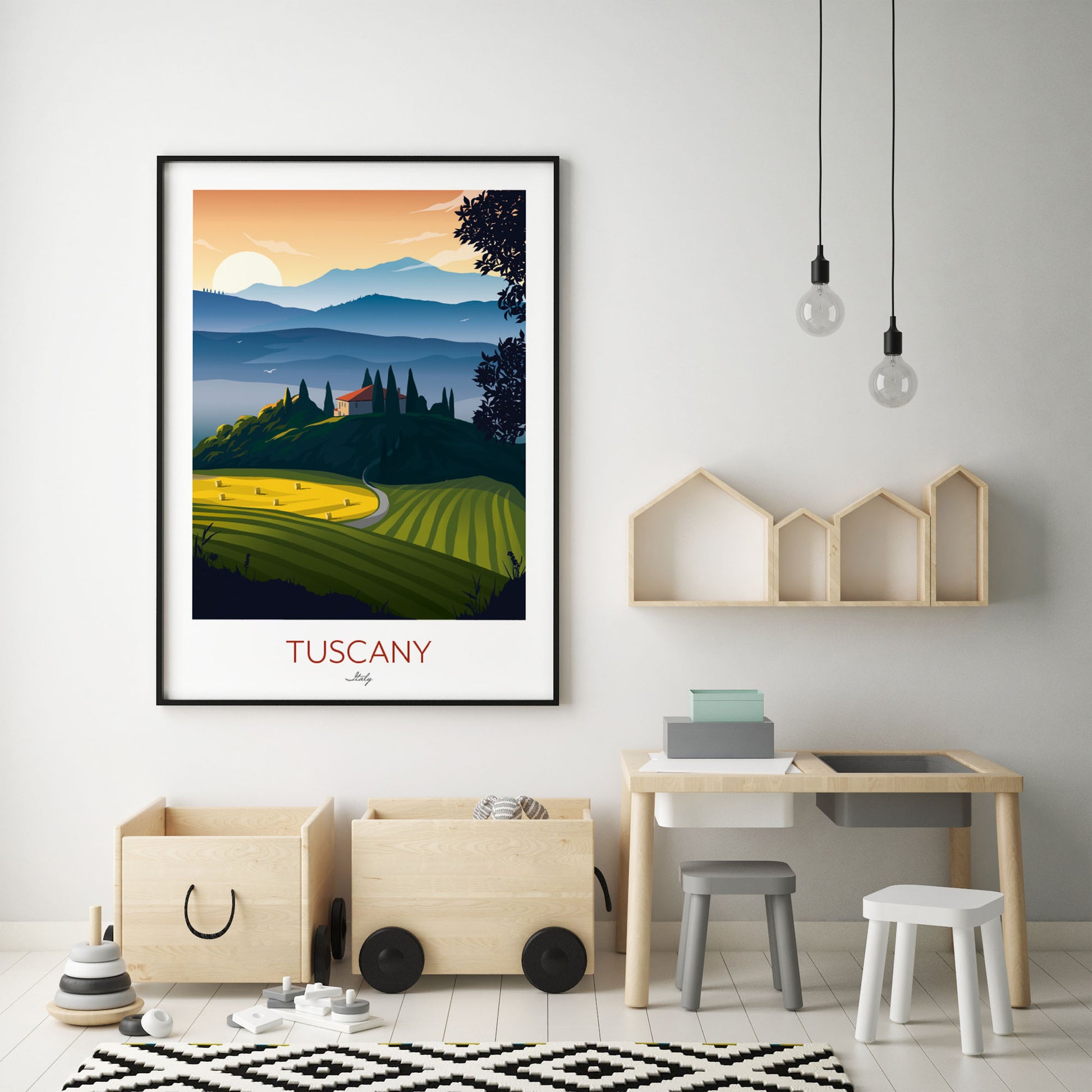 Art print of Tuscany, Italy.