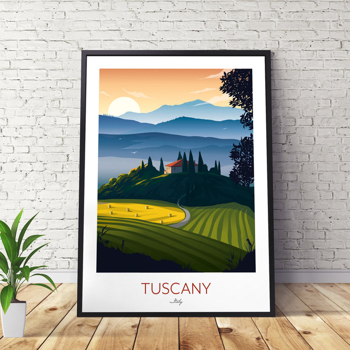 Art print of Tuscany, Italy.