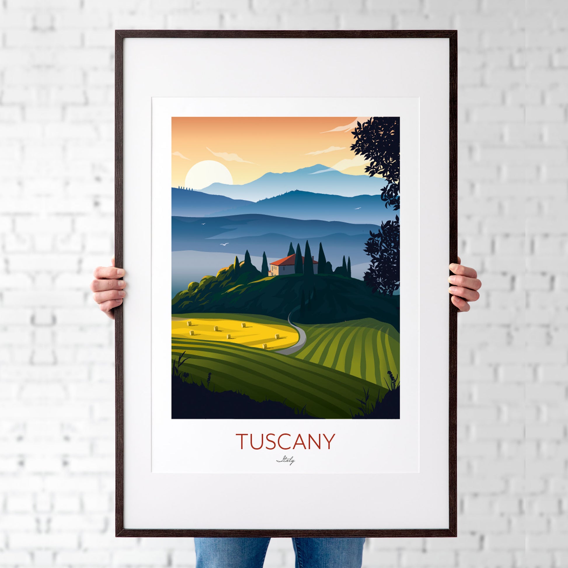 Art print of Tuscany, Italy.