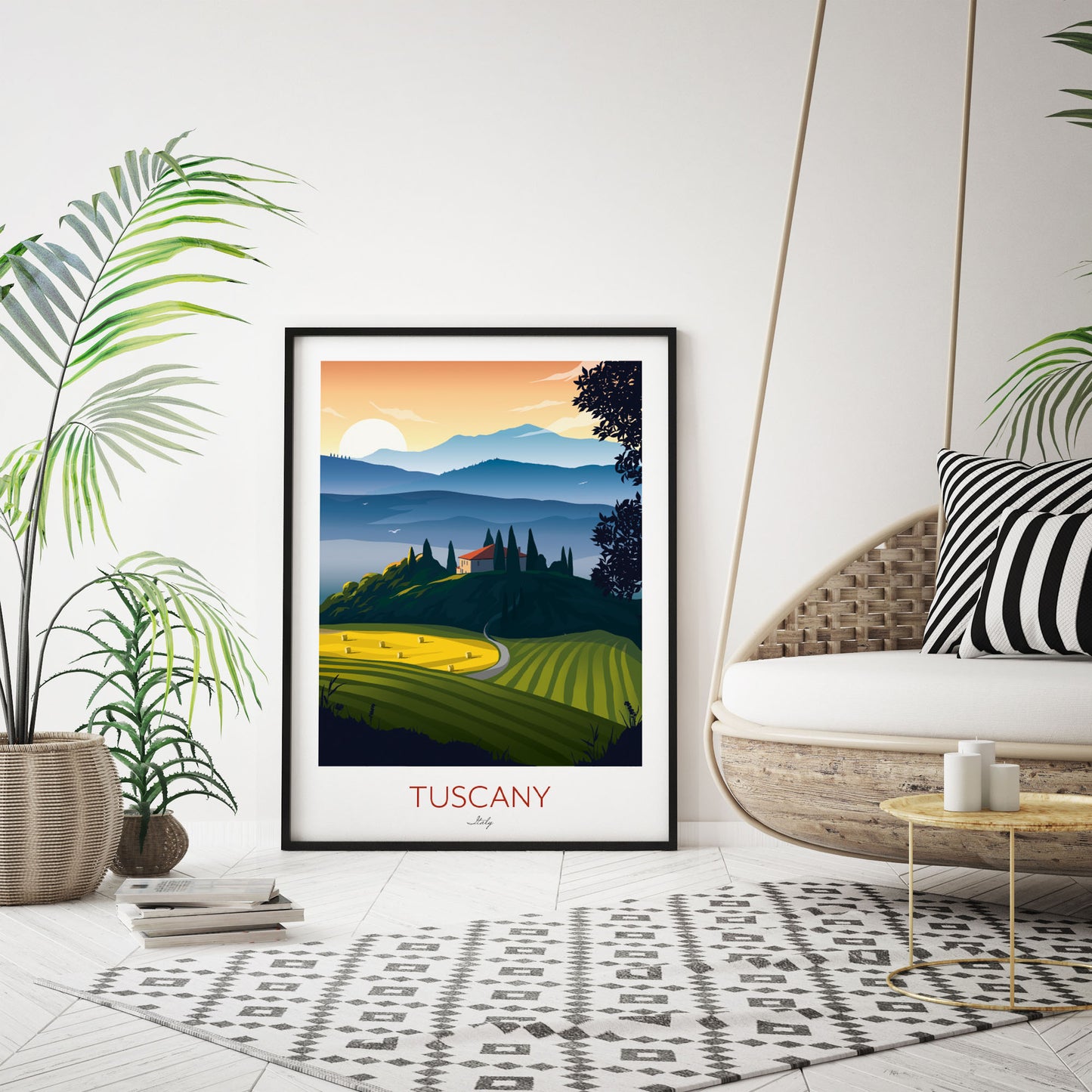 Art print of Tuscany, Italy.