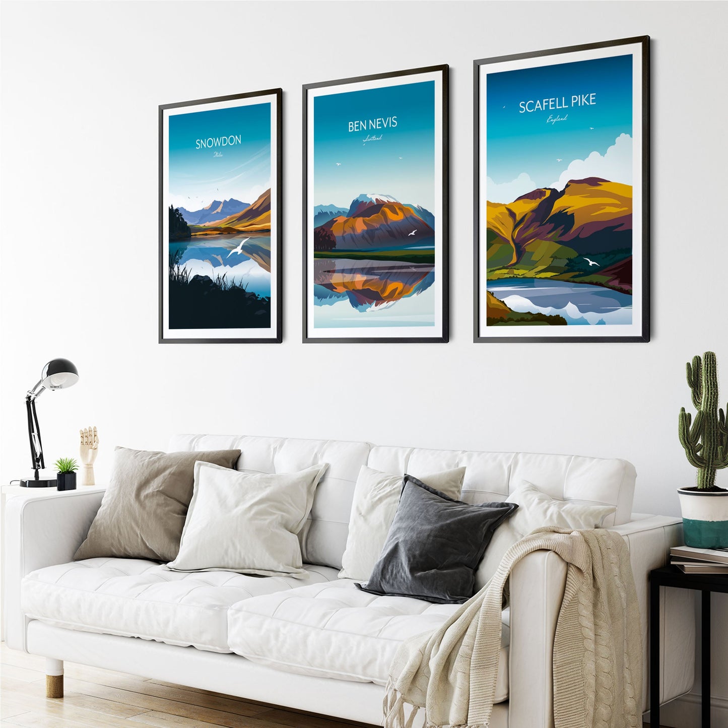 3 Peaks Challenge Print, Snowdon, Ben Nevis, Scafell Pike.