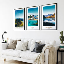 Load image into Gallery viewer, Wales set of 3 prints includes Snowdonia, Tenby, Brecon Beacons.
