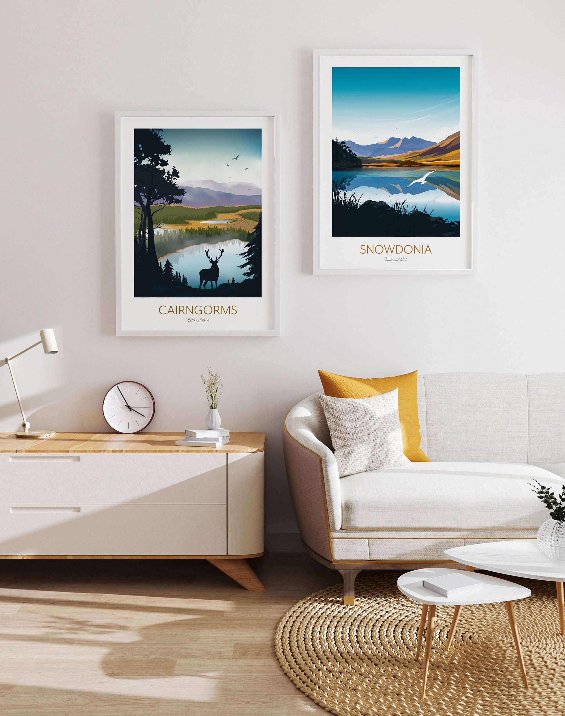 UK National Parks Set of 2 Prints Cairngorms and Snowdonia