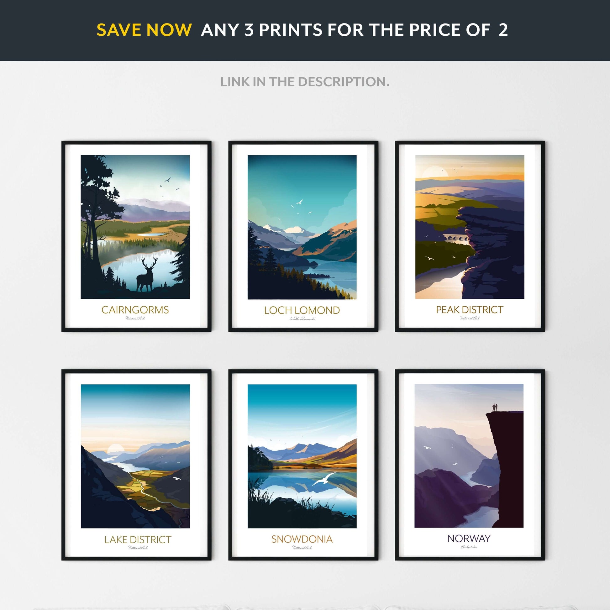 UK National Park Modern Wall Art Prints