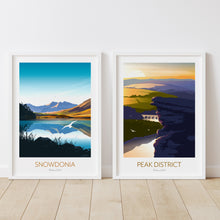Load image into Gallery viewer, UK National Parks Set of 2 Prints Snowdonia and Peak District
