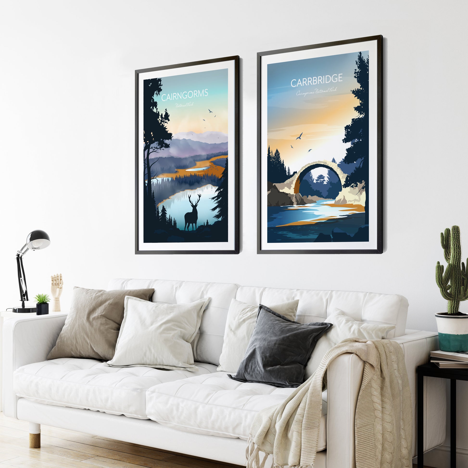 Cairngorms and Carrbridge Art Prints Set of 2