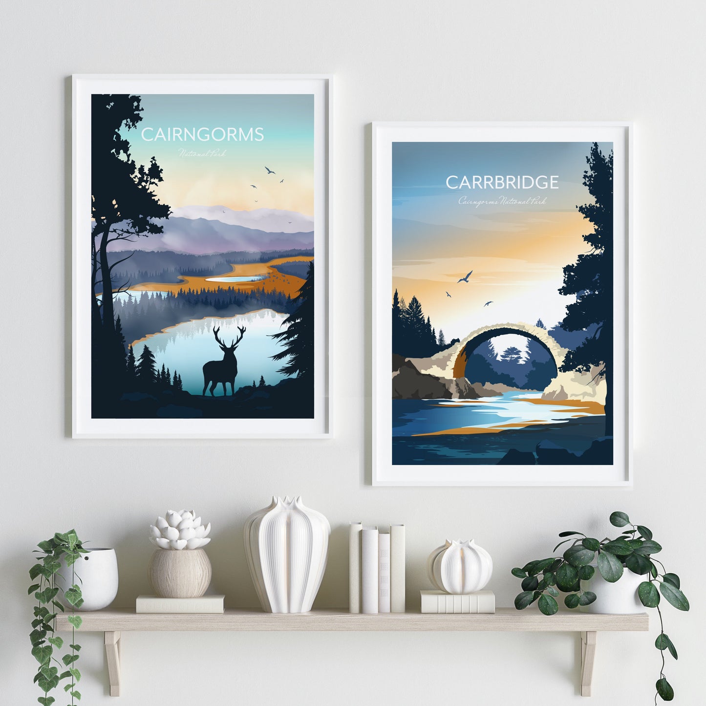 Cairngorms and Carrbridge Art Prints Set of 2