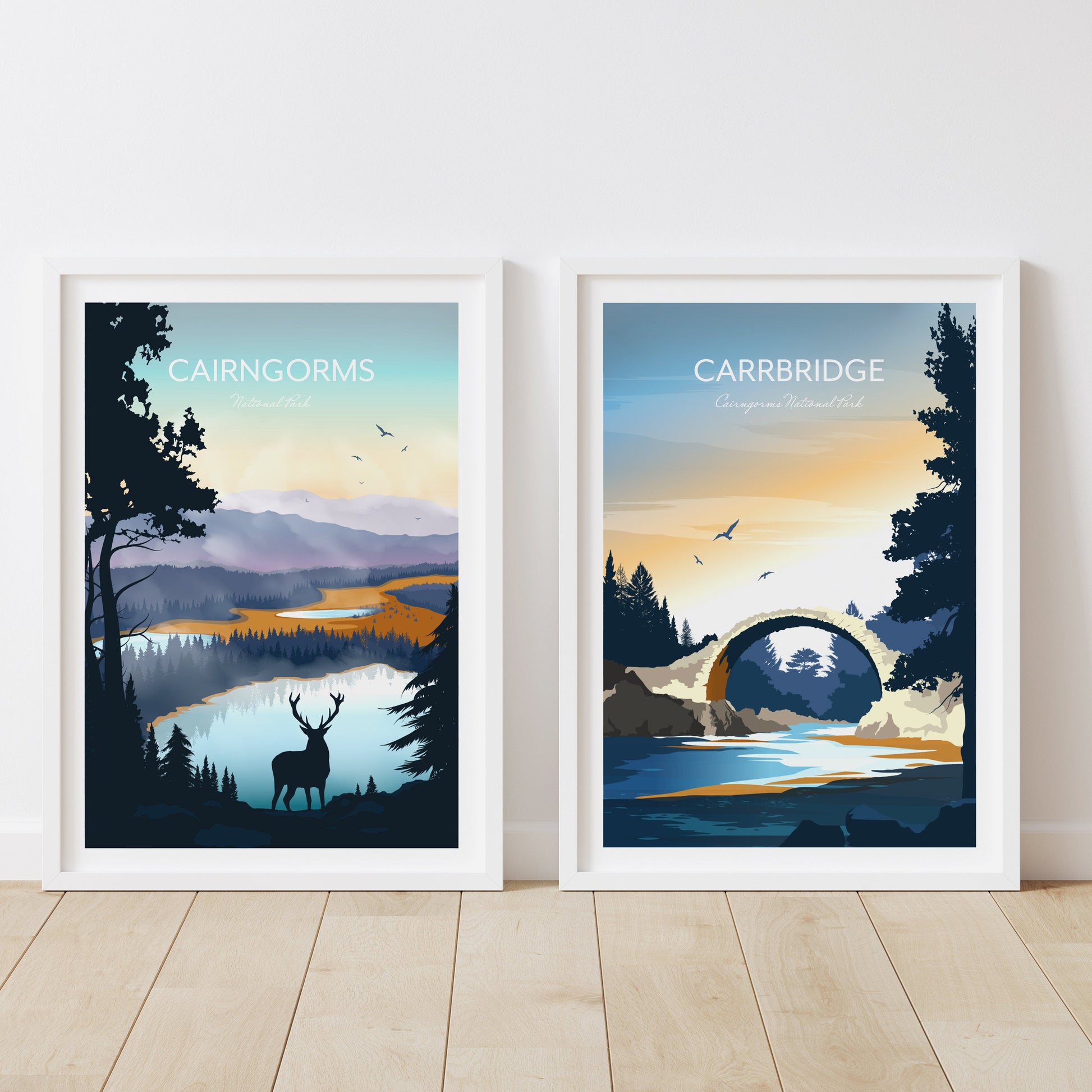 Cairngorms and Carrbridge Art Prints Set of 2